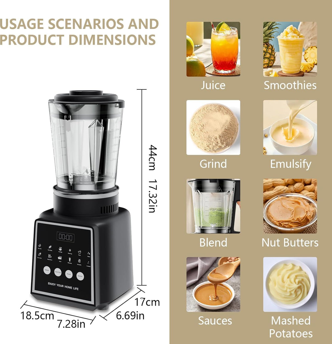 Hochleistungs-Standmixer mit Kochfunktion, 1.65L Antihaft Smoothie Maker, 14-Klingen, 23000 U/min, 6