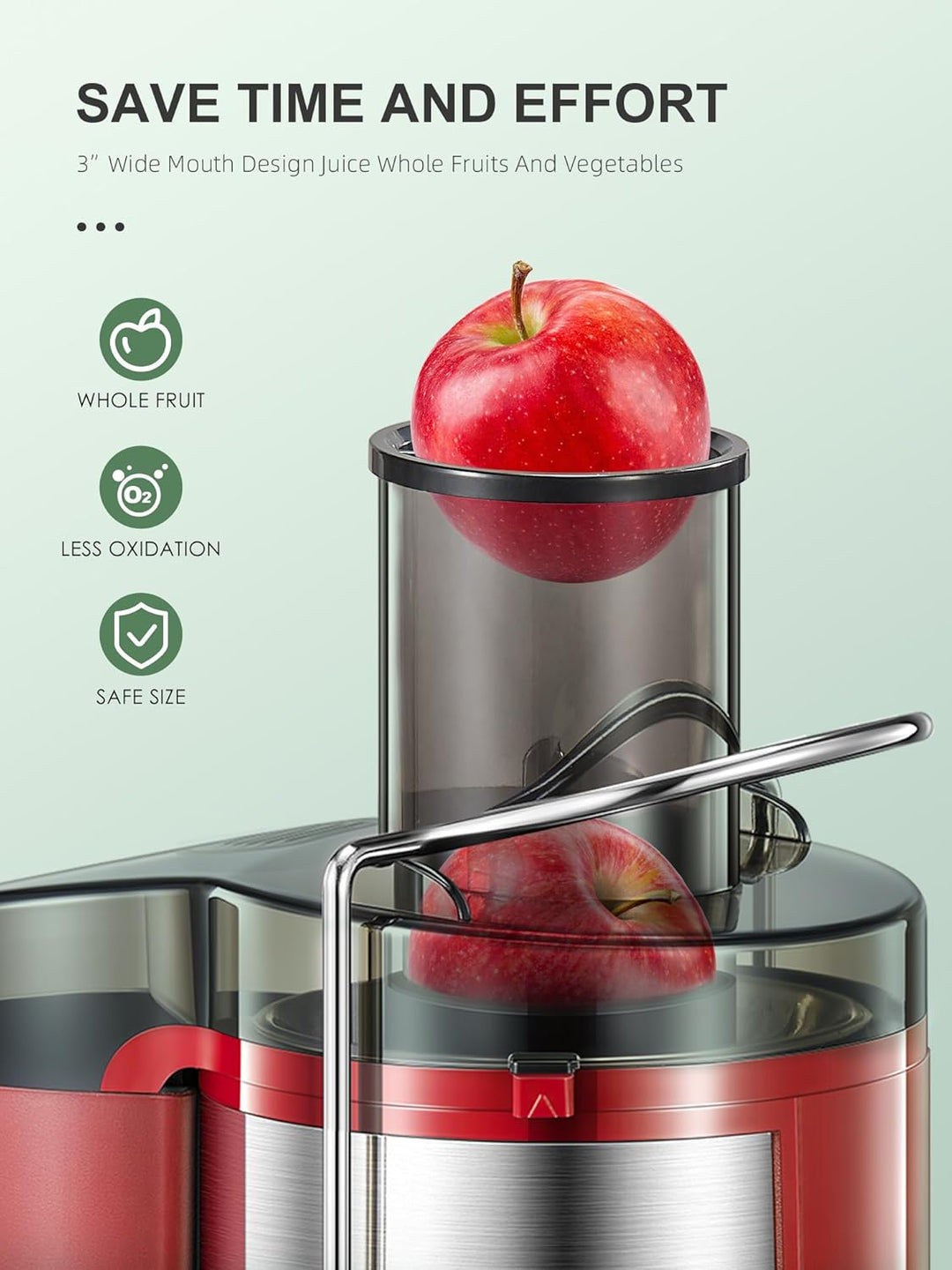 Reemix Entsafter Gemüse und Obst, Max Juicer Machine aus Edelstahl mit 3 Geschwindigkeitsstufen, 65m