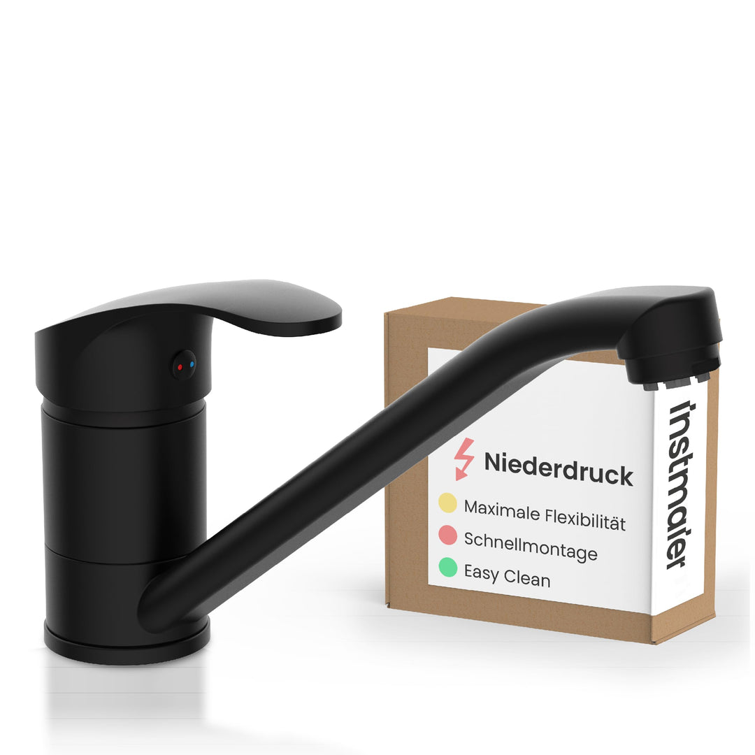 instmaier K1 Küchenaramtur Niederdruck | Schwarz matt | Wasserhahn Küche | Niederdruck Spültischarma