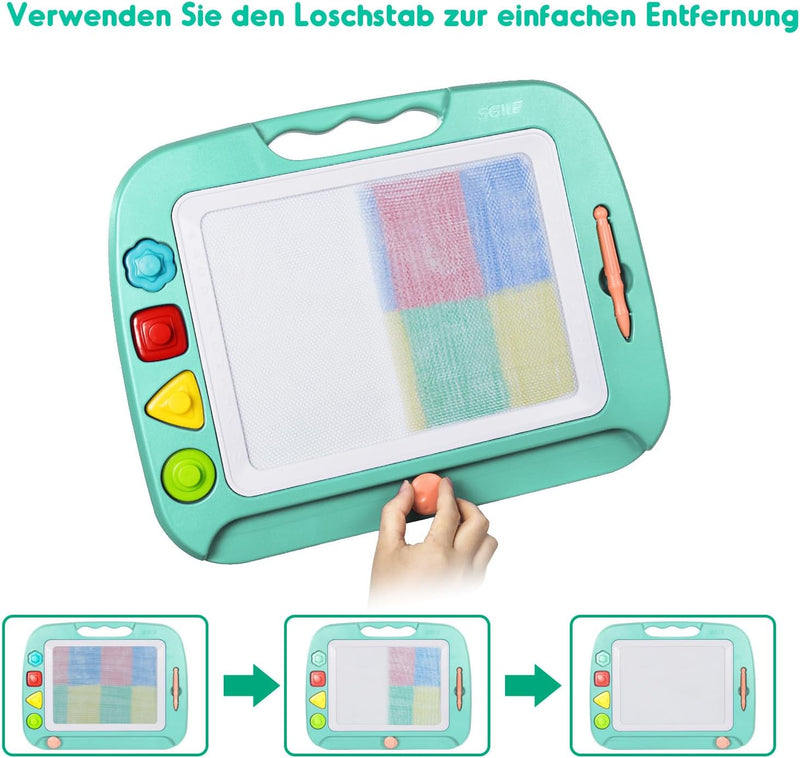 SGILE Grosse Magnetische Maltafel Zaubertafel, 42x32cm Zeichentafel Zaubermaltafel Malbrett mit 4 Fo