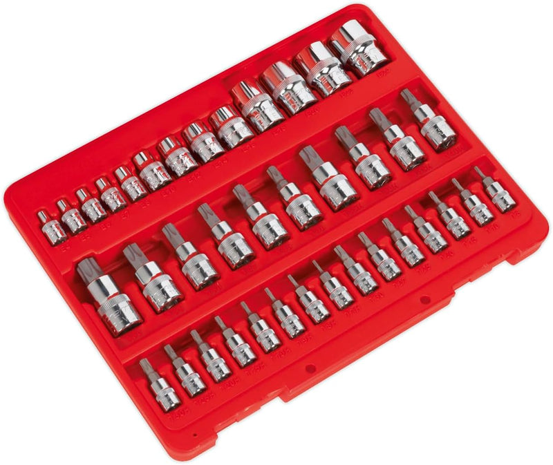 TRX-Star* Socket & Security Socket Bit Set 38pc 1/4", 3/8" & 1/2"Sq Drive 1 Red, 1 Red