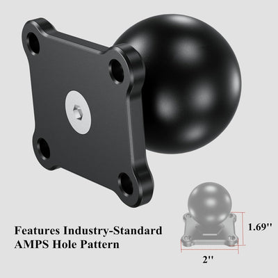 BRCOVAN 1,5'' Kugelhalterung mit Aluminiumlegierung 4-Loch-AMPS Quadratische Plattenbasis, Kompatibe