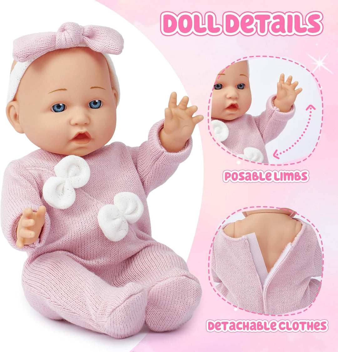 Puppenzubehör Puppen Zubehör mit Puppenbett Puppenwindeln für 30cm Puppen, Tragbares , Geschenk für