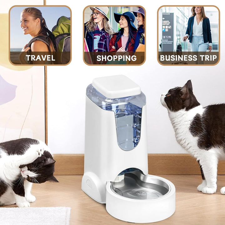 Automatischer Katzen-Futterspender und Wasserspender mit Edelstahlnapf, Schwerkraft-Futterspender un