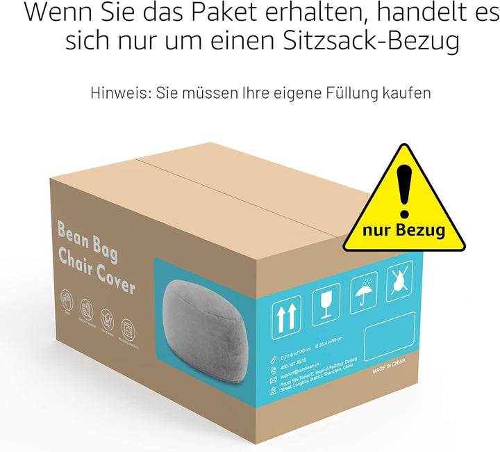 YudouTech Sitzsack Stuhl Abdeckung (nur Abdeckung, Keine Füllung),Grosser runder weicher Flauschiger