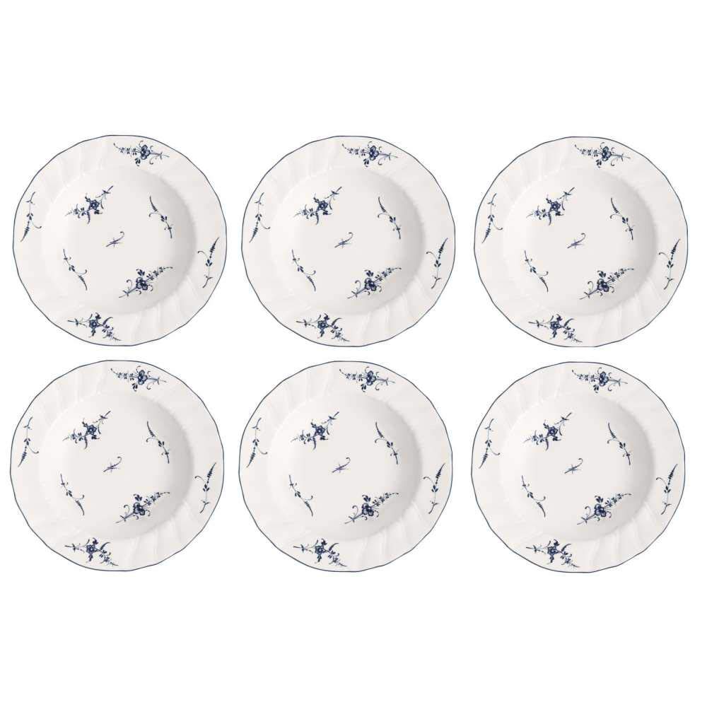 Villeroy &amp; Boch Vieux Luxembourg Suppenteller 6er Set 23cm weiss blau Porzellan