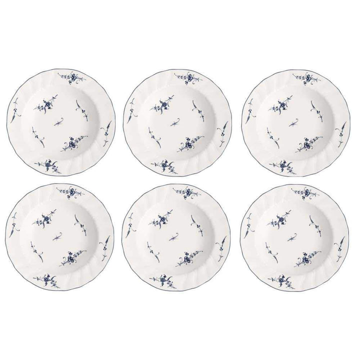 Villeroy &amp; Boch Vieux Luxembourg Suppenteller 6er Set 23cm weiss blau Porzellan