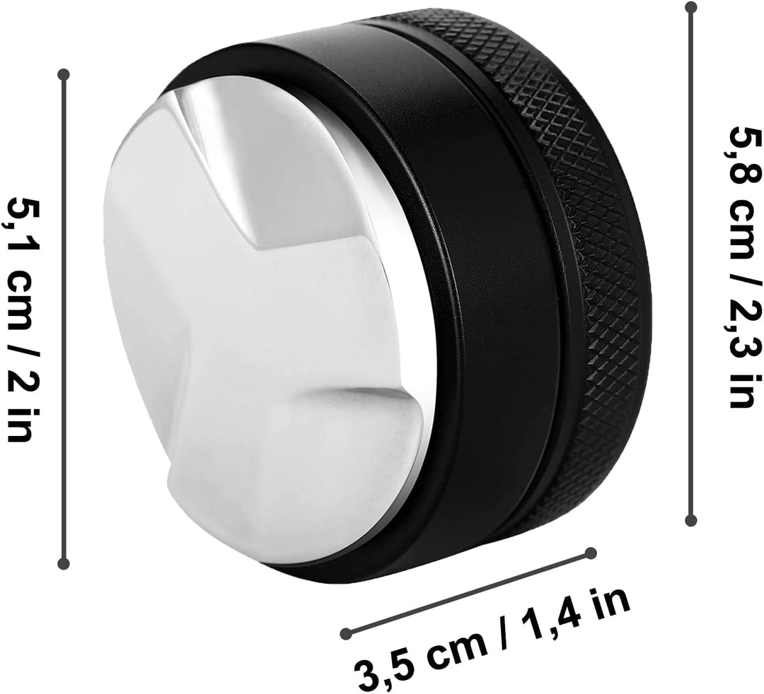 Distributor, 51 mm 304 Edelstahl Leveler, Werkzeug zum Nivellieren von Gemahlenem Kaffee, Schwarz 51