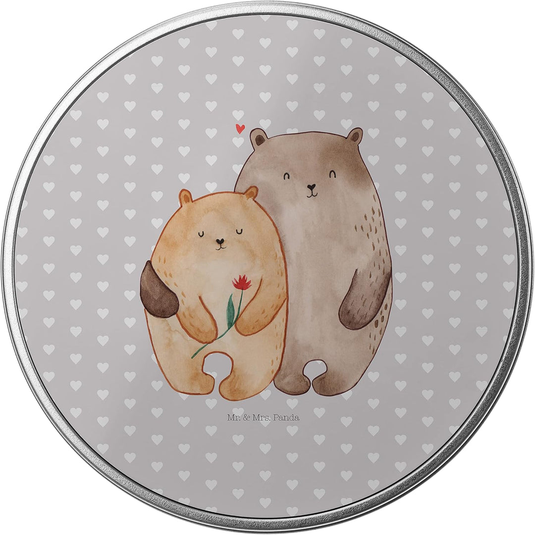 Mr. & Mrs. Panda Blechdose rund Bären Liebe - Geschenk, Umarmung, Bärchen, verknallt, Freund, Metall