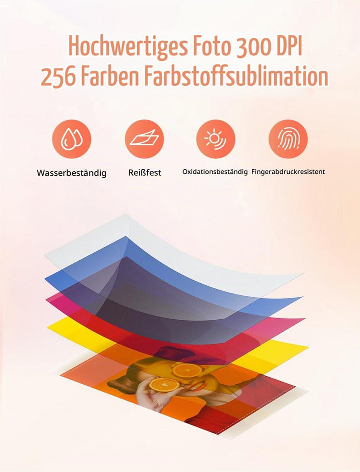 HPRT Fotodrucker 4x6, +20 Blatt &amp; 1 Farbband, WLAN-fähiger drahtloser Sofortbilddrucker für iPhone,