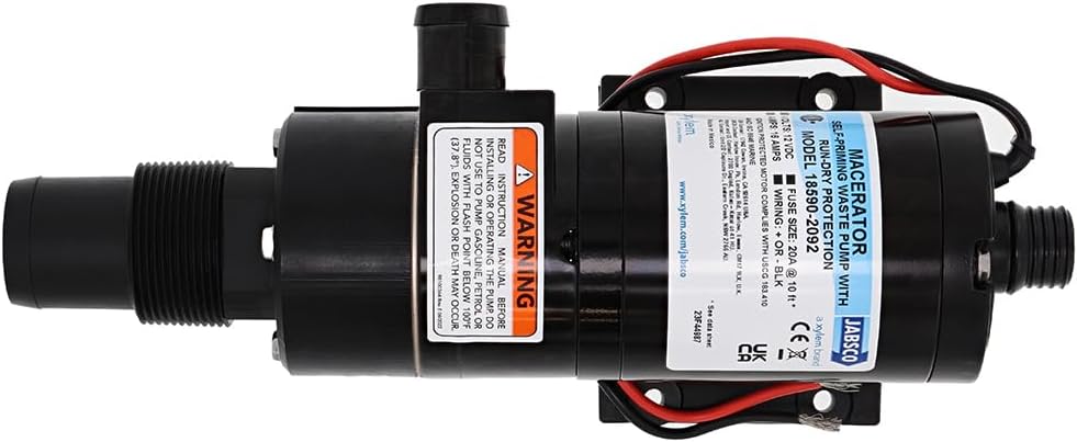 Jabsco 18590-2092 Zerkleinerungspumpe, selbstansaugend, Run Dry Protection, Abfallabfuhrung, 12 Volt