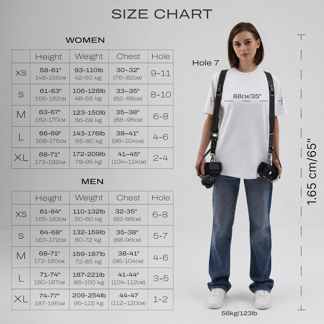 C Coiro Kamera-Zubehör Slim Dual Harness Zwei Kameras - Schulterriemen aus Leder, Braun, Einstellbar