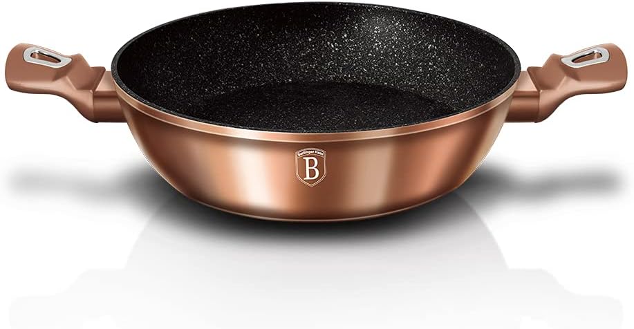 Steinpfanne mit Glasdeckel Rosegold Collection Kupfer 28 cm - BH-1519 Rose Gold, Rose Gold