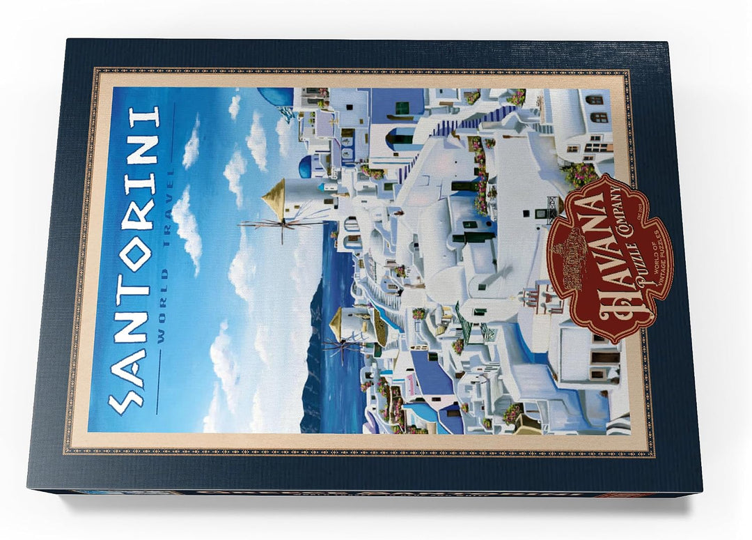 Greece Santorini - In Blue and White, Vintage Travel Poster - Premium 1000 Teile Puzzle - MyPuzzle S