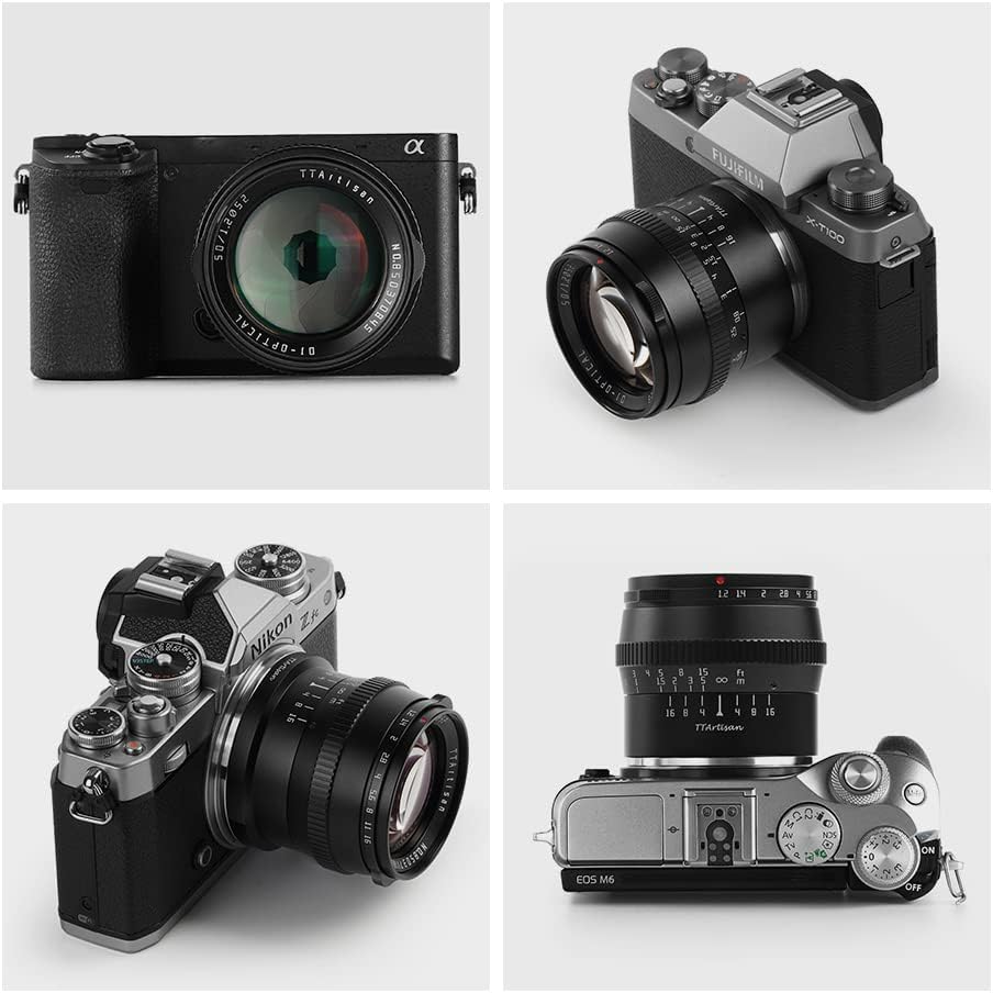 TTARTISAN 50mm F1.2 APS-C Kameraobjektiv Grosse Blende Manueller Fokus Festobjektiv Kompatibel mit F