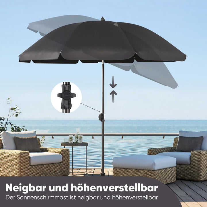Sekey 160 cm Sonnenschirm Balkon mit Bodenhülse & Schutzhülle, Neigungs und Höhenverstellung, Sonnen