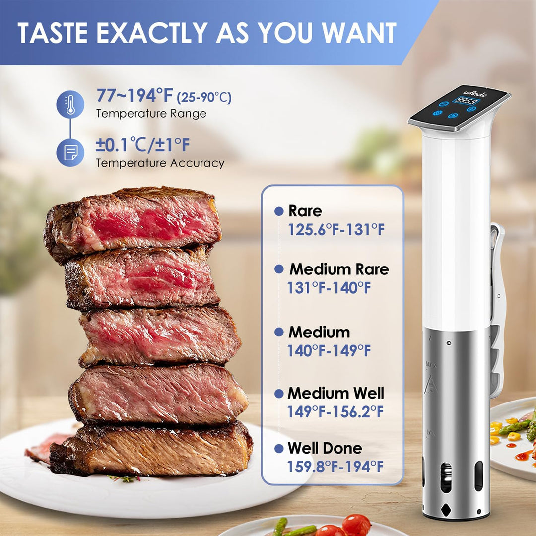 Wancle Sous Vide Sous Vide Stick 1100W –Sous Vide Garer mit IPX7 Wasserschutz, ±0,1°C Temperaturkont