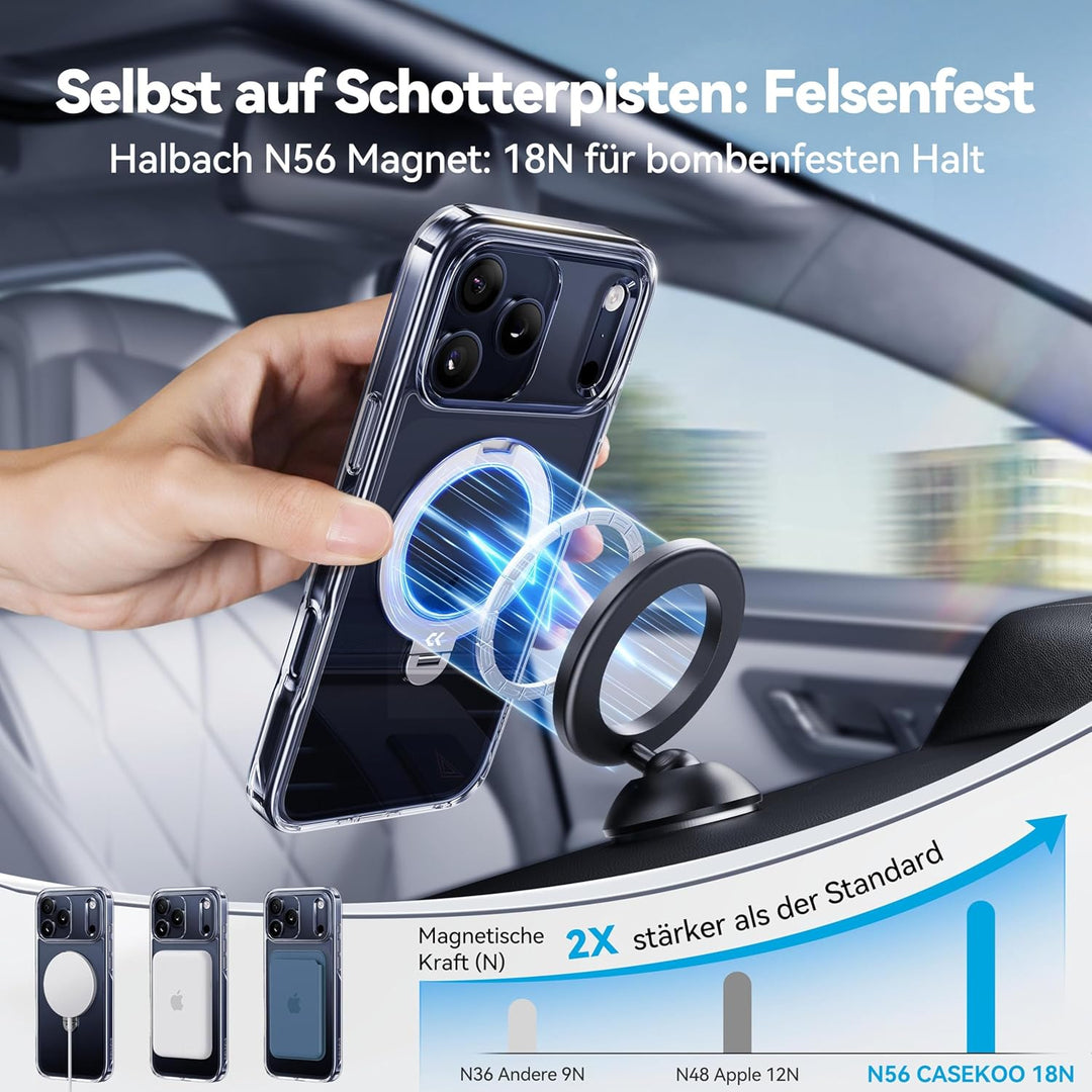 CASEKOO für iPhone 17 Pro Max Hülle für MagSafe [360 Drehständer] [Kameraschutz & Militärschutz] Sto