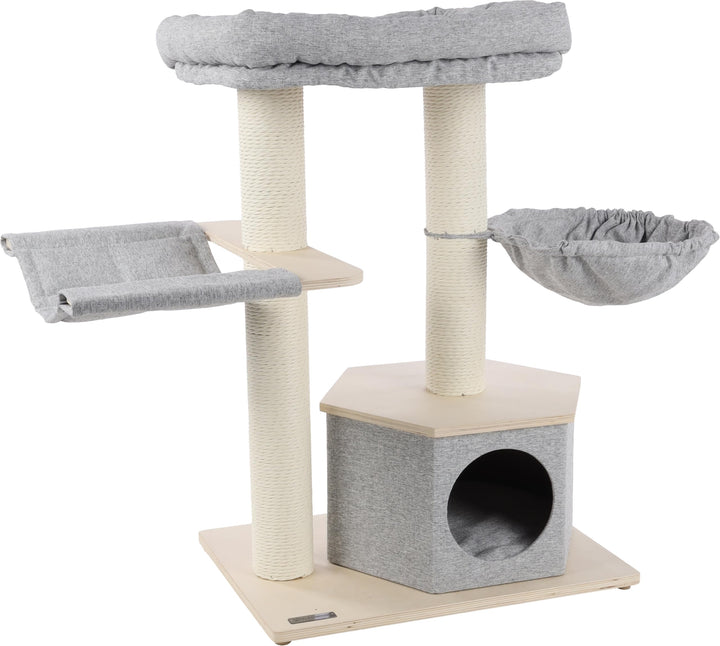 Flamingo Kratzbaum Kaleb – Grau & Beige – 88 cm | Stilvoll, funktional & gemütlich!, Kaleb – Grau &