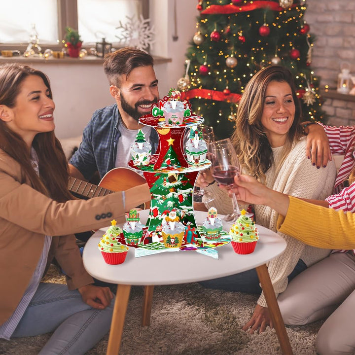 Weihnachts-Party-Papier-Kuchenständer, dekorativer Tisch-Weihnachtsbaum-Kuchenständer, Dessertstände