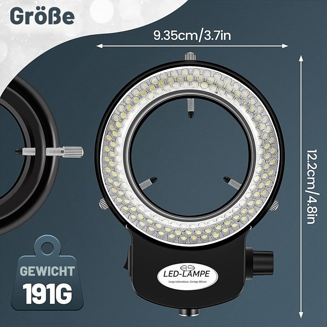 Tiamu LED Mikroskop Ringlicht, 144 LED Lampenperlen Optische Stereomikroskop Kamera Illuminator, Sup
