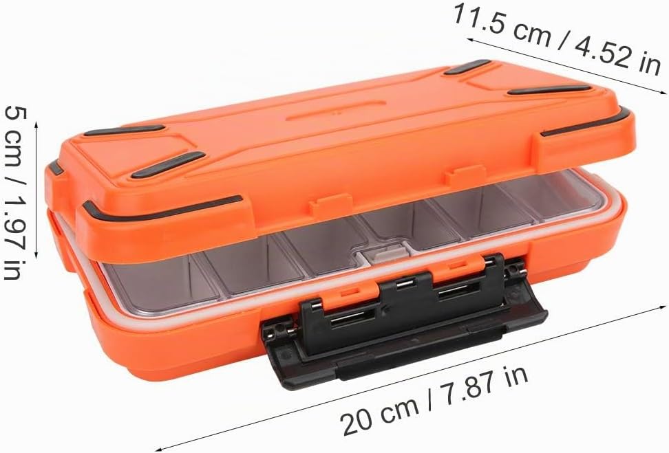 Wasserdichter Organizer für Angelgeräte mit Doppelseitigen Fächern für Köder, Haken und Zubehör. Dic