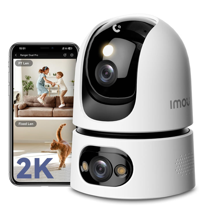 Imou 2K+2K QHD Dual Kameras Überwachungskamera Innen mit Person/Haustiererkennung, 360° PTZ WLAN Kam