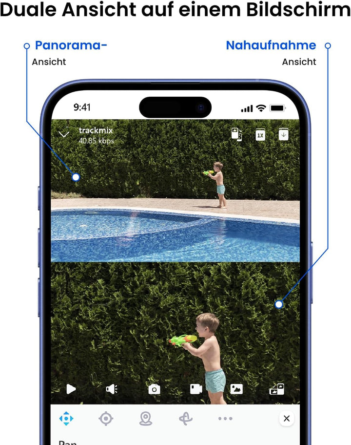 Reolink 4K 8MP PTZ PoE Überwachungskamera Aussen mit Dual-Objektiv, 6X Hybridzoom, 355°/90° Schwenkb