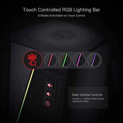 Redragon GS520 Anvil RGB Desktop-Lautsprecher, 2.0-Kanal-PC-Stereo-Lautsprecher mit 6 farbigen LED-M
