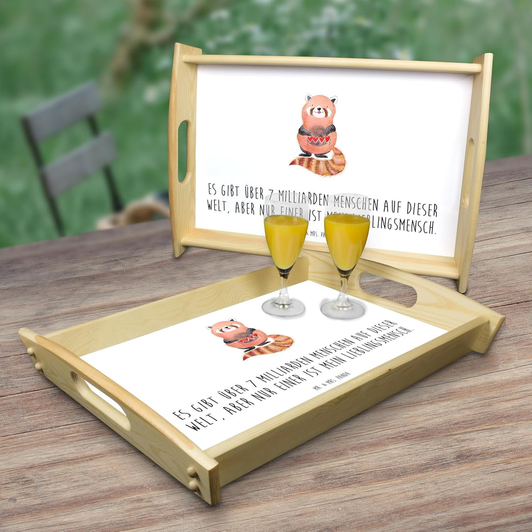 Mr. & Mrs. Panda Serviertablett Roter Panda - Geschenk, Herz, Dekotablett, Liebling, lustige Sprüche