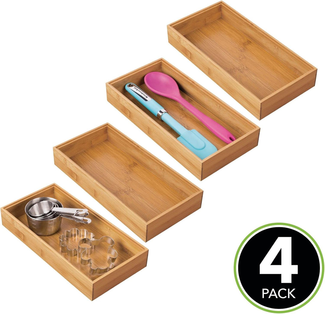 mDesign 4er-Set Aufbewahrungsbox für die Küche – extragrosse Schubladenbox aus Holz – stapelbarer Sc