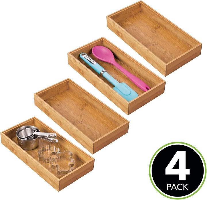 mDesign 4er-Set Aufbewahrungsbox für die Küche – extragrosse Schubladenbox aus Holz – stapelbarer Sc