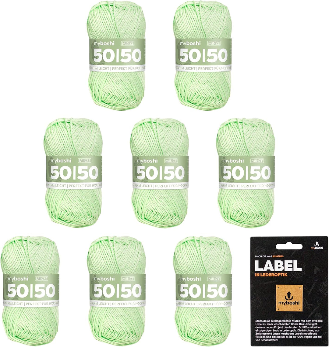 myboshi 50/50-Ganzjahres-Wolle, inkl. original myboshi Label in Lederoptik, für Oberbekleidung geeig