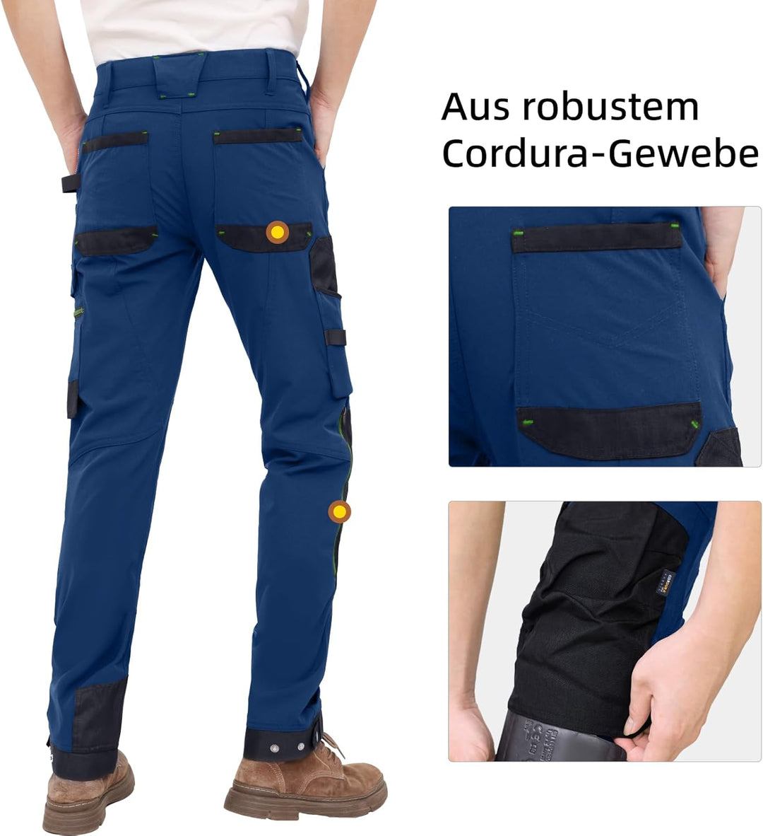 WORK IDEA Herren Slim-Fit Stretch Arbeitshose: Kritische Stoffbereiche aus Cordura – strapazierfähig