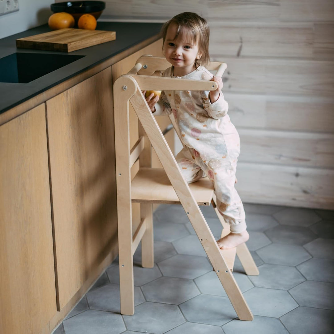 Leg&Go Montessori klappbarer Lernturm mit höhenverstellbarer Plattform - komplett montiert und sofor