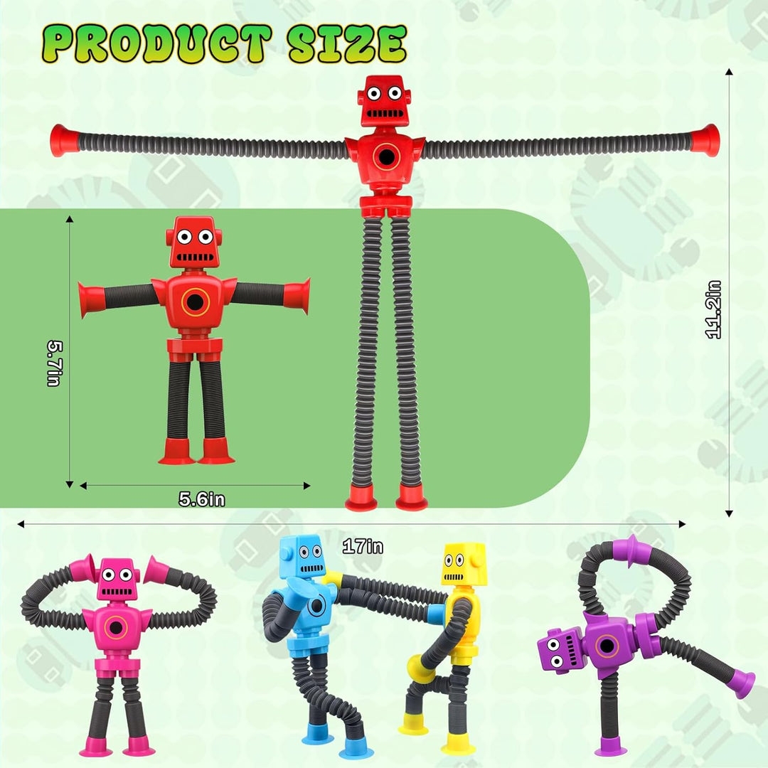 14 PCS Roboter Rohre Saug Fidget Spielzeug, sensorisches Badespielzeug für Kid Baby Kleinkind, teles
