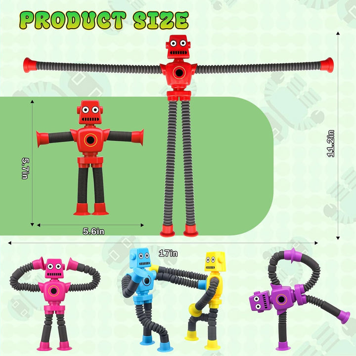 14 PCS Roboter Rohre Saug Fidget Spielzeug, sensorisches Badespielzeug für Kid Baby Kleinkind, teles