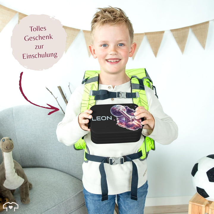 Kinder Bento Box Midi Lunchbox für Mepal Bentobox - Weltall Weltraum - Spaceshuttle mit Name Brotdos