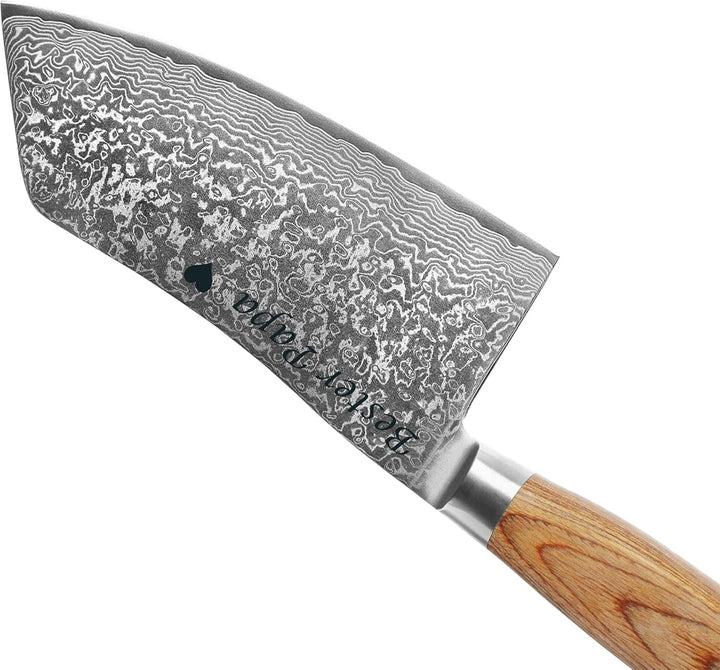 Wakoli EDIB Pro Damast Chinesisches Kochmesser Chai Dao mit Gravur – Personalisiertes Messer, 17cm K