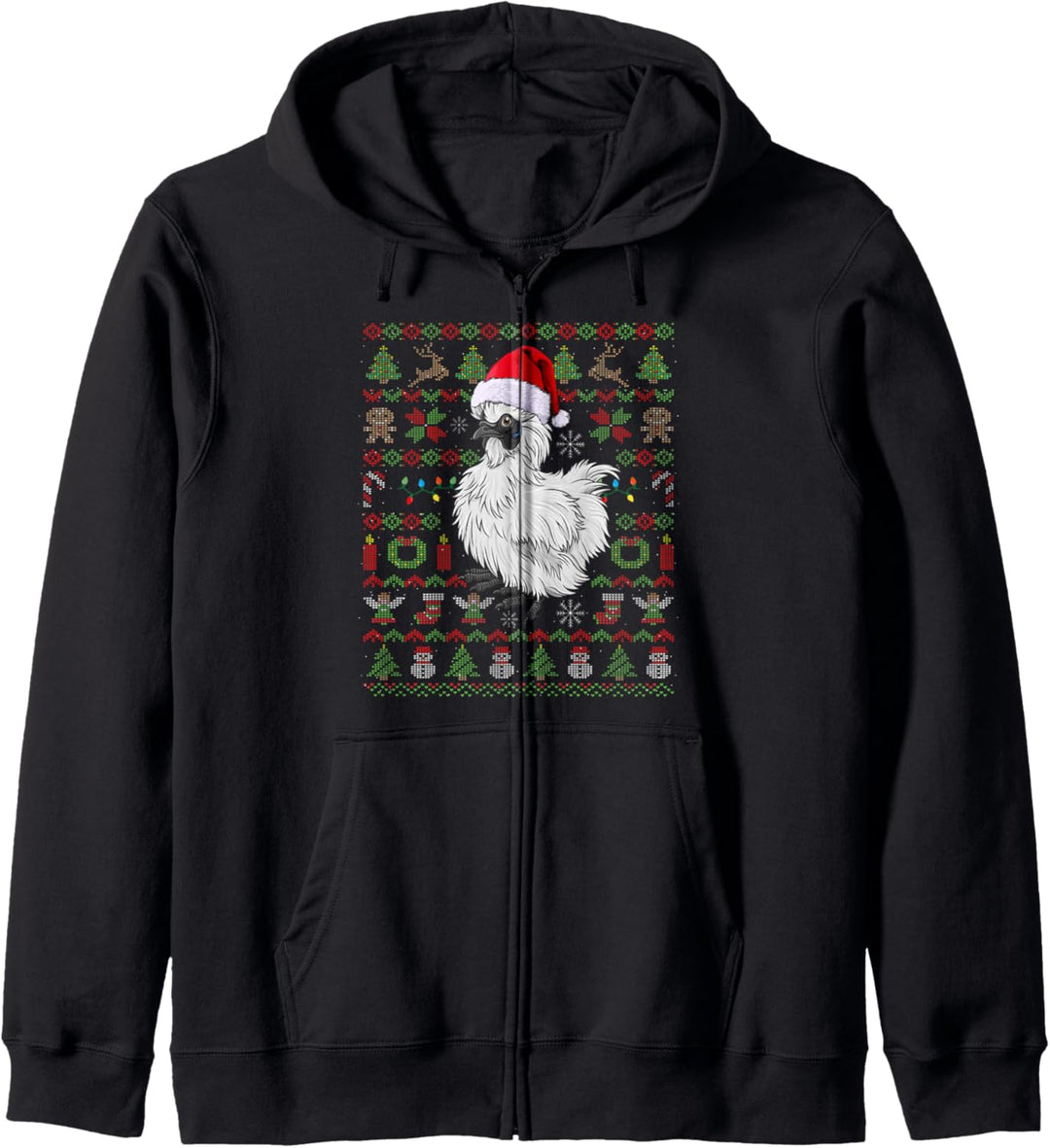 Ugly Christmas Seidenhuhn Hühner Huhn Weihnachten Geschenk Kapuzenjacke