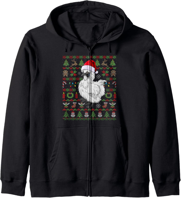Ugly Christmas Seidenhuhn Hühner Huhn Weihnachten Geschenk Kapuzenjacke