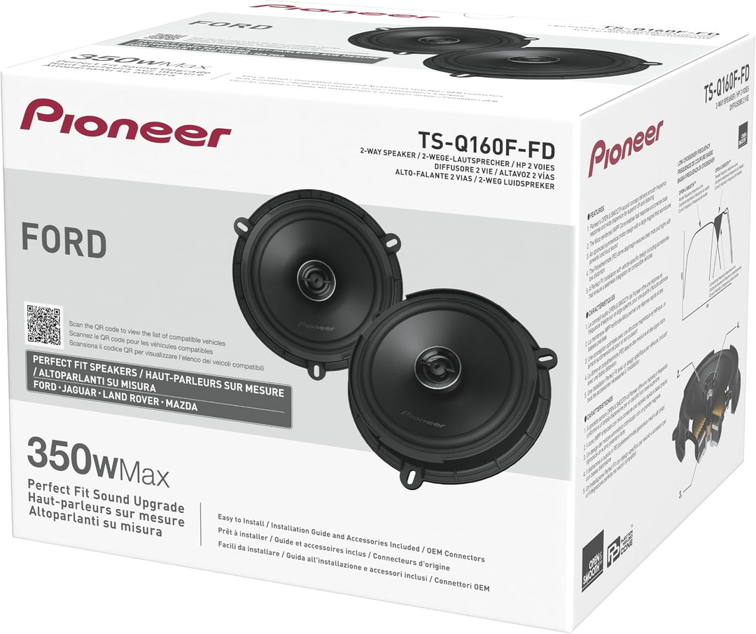 PIONEER TS-Q160F-FD 16,5 cm (6,5") 2-Wege Koaxiallautsprecher für Ford &amp; Mazda (350W max., 50W RMS),