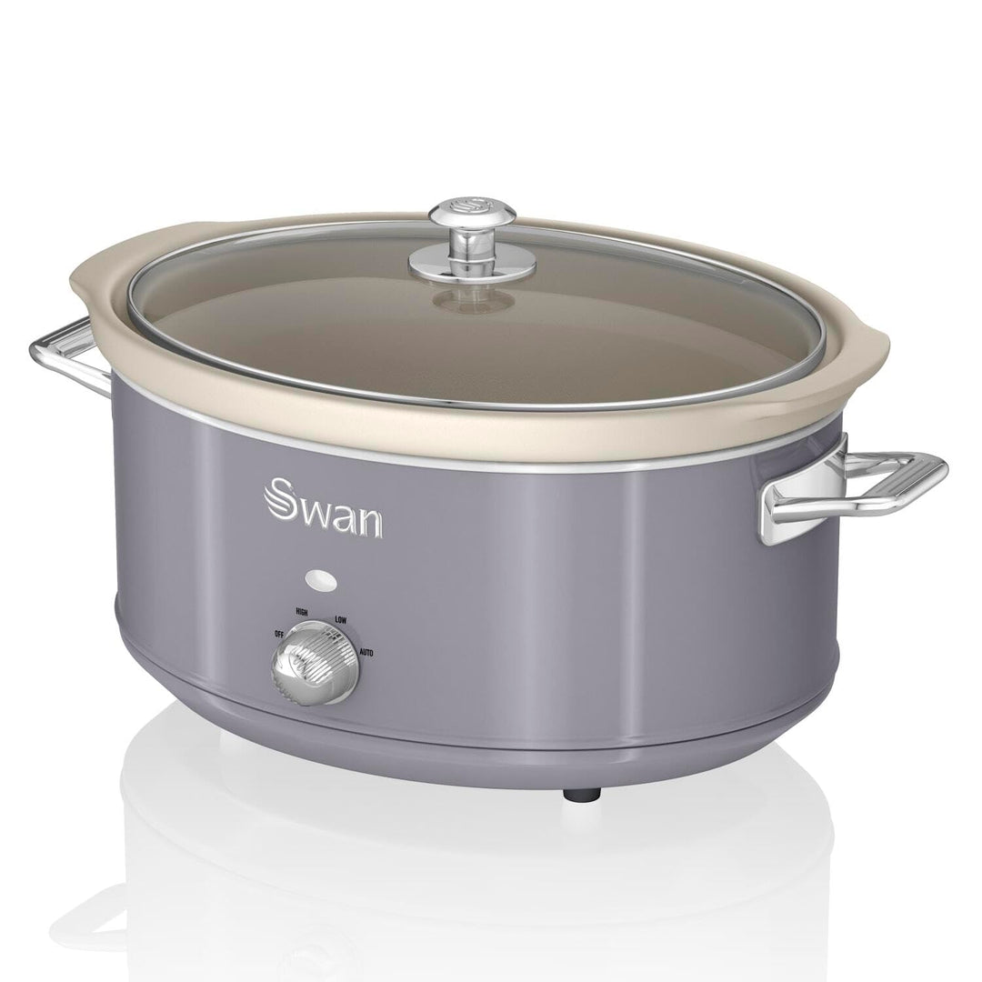 Swan Retro SF17031GRN Slow Cooker 6,5L Abnehmbarer Kochbehälter, PFOA- und PTFE-freier Keramischer A