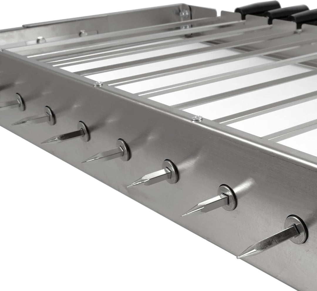 BBQ-Toro elektrischer Spiessdreher | Edelstahl Drehspiess Aufsatz mit 9 Spiessen und Motor | Grössen