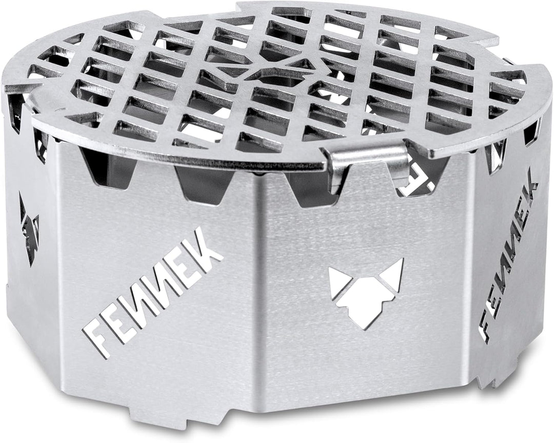 FENNEK Grillrost für Wok Aufsatz und Feuerplatte mit Loch Ø 20 cm | aus massivem 4,0 mm Edelstahl |