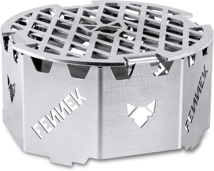 FENNEK Grillrost für Wok Aufsatz und Feuerplatte mit Loch Ø 20 cm | aus massivem 4,0 mm Edelstahl |