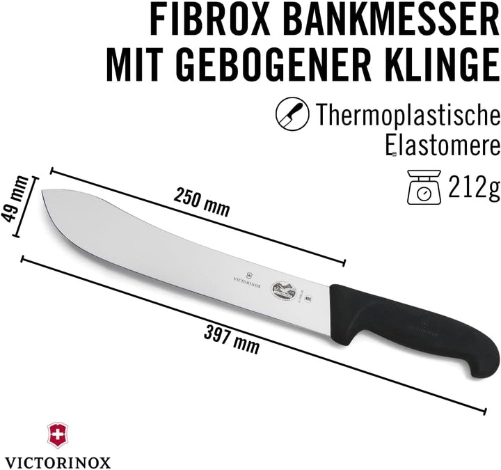 Victorinox Fibrox Schlacht-/Bankmesser, Langes Fleischmesser zum Zerteilen grosser Fleischstücke, 25