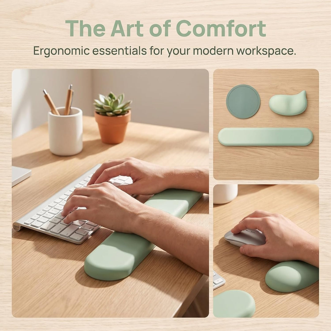 Ergonomisches Handballenauflage Tastatur und Mauspad Set, 3-in-1 Gel Handgelenkauflage mit Untersetz