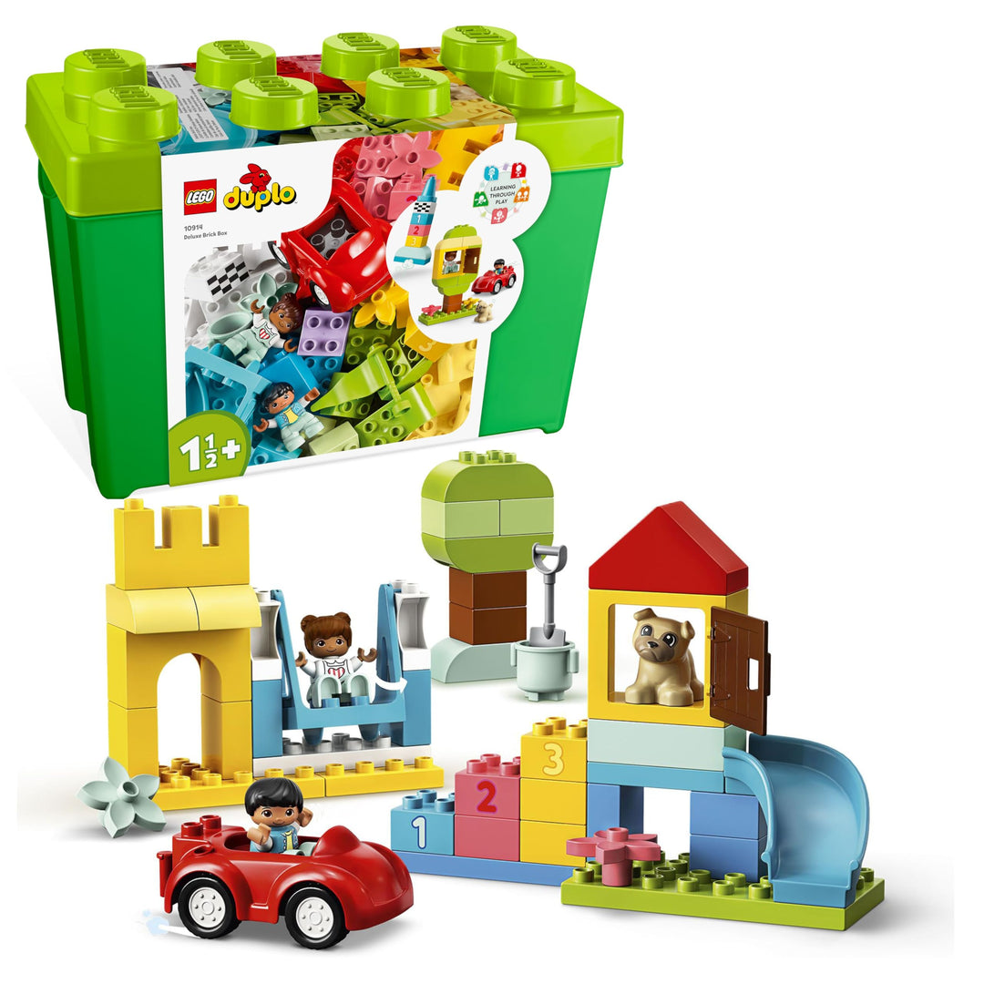 LEGO DUPLO Deluxe Steinebox, Lernspielzeug für Mädchen und Jungen zum Bauen, Steine mit Aufbewahrung