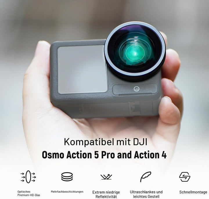 NEEWER 4 in 1 ND Filter und Objektiv Zubehör Set kompatibel mit DJI Osmo Action 5 Pro/4, Variabler N